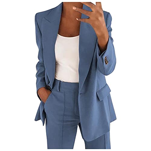 Blazer für Damen Einfarbig mit Tasche Blazerjacke Sakko Open Front Slim Fit Anzugjacke Arbeit Büro Sommerblazer Revers Business Blazer Lässige Plus Größe Jacke von Mobanna