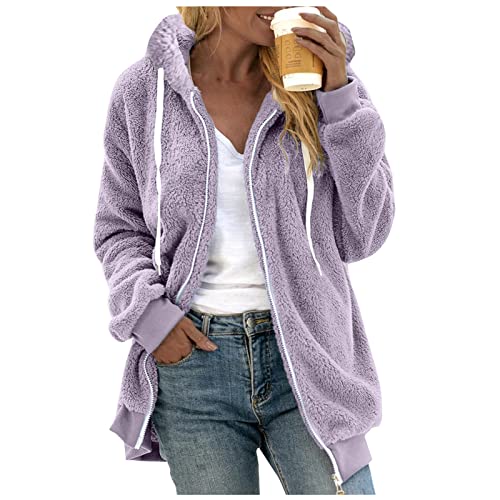 Blitzangebote, Cordjacke Damen Gefüttert Fleecejacke Damen Teddy Gefüttert Teddyfleece Wintermantel Langarm Winter Kapuzenjacke Sweatshirt Dicke Hoodie Sweatjacke Mit Kapuze von Mobanna