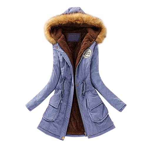 Blitzangebote, Daunenmantel Lang Winterjacke Damen Mit Fellkapuze Warme Wintermantel Winter Übergangsjacke Reißverschluss Steppmantel Parka Jacke Mantel Kurze Steppjacke von Mobanna