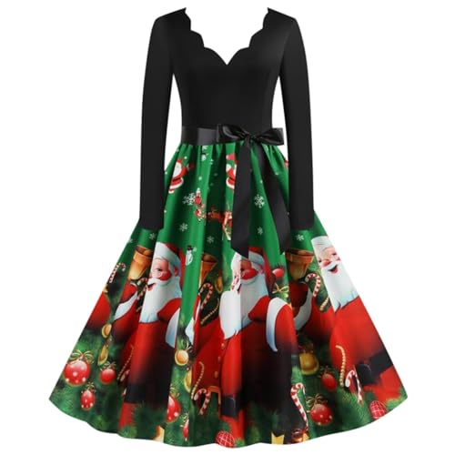 Blitzangebote, Weihnachtsoutfit Damen A Linie 3D Druken Weihnachtskleid - Winterkleid Drucken Elegantes Kleid Vintage Weihnachten Motiv Weihnachtskleider Rockabilly Kleider von Mobanna