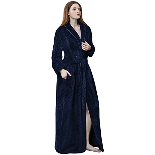 Blitzangebote des Tages, Damen Frottier-Bademantel Morgenmantel Damen Herren Flanell Mit Bindegürtel Bademantel Frottee Saunamantel Flauschig Saunakilt Schalkragen Lang Warm Fleece Robe Women von Mobanna