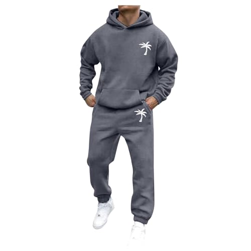 Blitzangebote des Tages, Jogginganzug Herren Winter Baggy Trainingsanzug Set - Tracksuit Oversized Hoodie Baggy Jogginghose Männer Y2K Streetwear Sportanzug 2-Teilig Warm Hausanzug Dunkelgrau von Mobanna