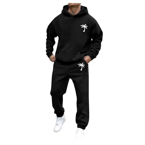 Blitzangebote des Tages, Tracksuit Herren Baggy Winter Jogginganzug 2 Teiler - Trainingsanzug Oversized Hoodie Baggy Jogginghose Männer Warm Hausanzug Y2K Streetwear Sportanzug Schwarz von Mobanna