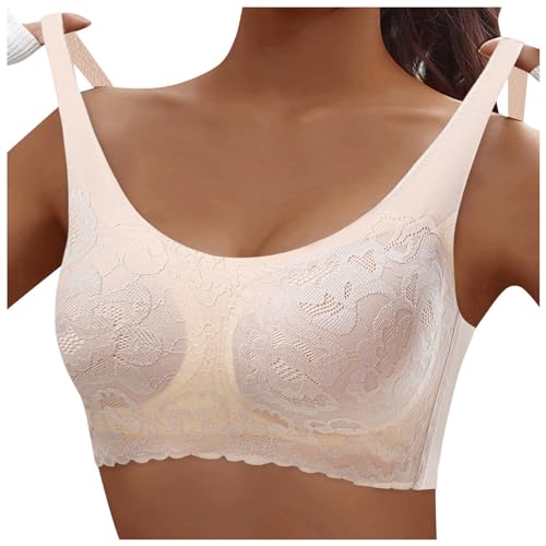 Bralette Damen Push Up Spitze Bustier - Damen-BHS Nahtloser Sport BH Bequemer Sexy Spitzen Bralettes Mit Blumenmuster Kabellose Ungepolsterte Cami BHS Trägern Riemen Ohne Buegel von Mobanna