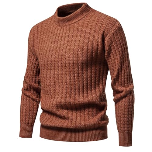 Business Pullover Herren Schwarz Zopfmuster Strick Pullover - Winter Pullover Herren Warm Rundhals Kragen Pullover Elegant Slim Fit Sweater Langarm Herrenpullover Old Money Clothes Men Strickpulli von Mobanna