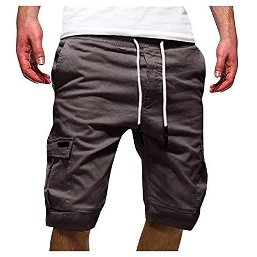 Cargo Shorts Herren Lässig Lose Sporthose Regulär Fit Sommerhose Vintage Kurze Hosen Einfarbig Baumwolle Cargohose Mit Taschen Freizeithose Weich Bequem Laufshorts Sommer Bermuda Short von Mobanna