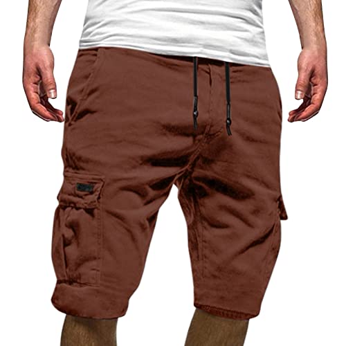 Cargo Shorts Herren Lässig Lose Sporthose Regulär Fit Sommerhose Vintage Kurze Hosen Einfarbig Baumwolle Cargohose Mit Taschen Freizeithose Weich Bequem Laufshorts Sommer Bermuda Short von Mobanna