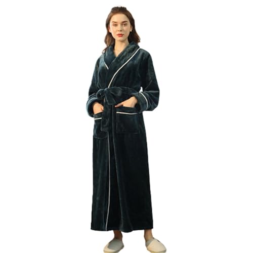 Damen Bademantel Lang, Bademantel Damen XXL Übergröße Bademantel Damen Herren Flauschig Mit Bindegürtel Morgenmantel Elegant Pyjama Frauen Saunakilt Schalkragen Saunamantel Women Robe Bademäntel von Mobanna