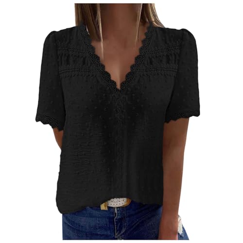 Damen Bluse Boho Spitze T-Shirt - V-Ausschnitt Italienische Mode Tunika, Elegant Frühling Tops Sommer Oberteile mit Lochstickerei Bluse Festliche Blusen Damen Zur Hochzeit Schwarz M Damen Bluse Boho Spitze T-Shirt - V-Ausschnitt Italienische Mode Tunika, Elegant Frühling Tops Sommer Oberteile mit Lochstickerei Bluse Festliche Blusen Damen Zur Hochzeit Schwarz M von Mobanna