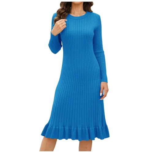 Damen Kleid Langarm, Bodycon Kleid Damen Langarm Winterkleid Damen Elegant Langarm Oversize Sweater Dress Langes Winterkleider Winter Bodycon Kleid Kleider Jumper Pullikleid Stretch von Mobanna