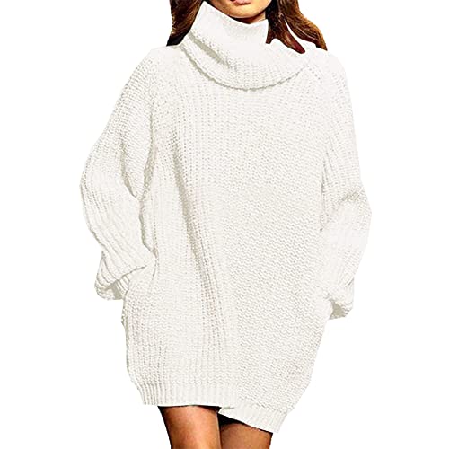 Damen Langarm Oversize Grobstrick Pulloverkleid Mit Rollkragen Rollkragenpullover fur Damen Damen Langarm Oversize Grobstrick Pulloverkleid Mit Rollkragen Rollkragenpullover fur Damen von Mobanna