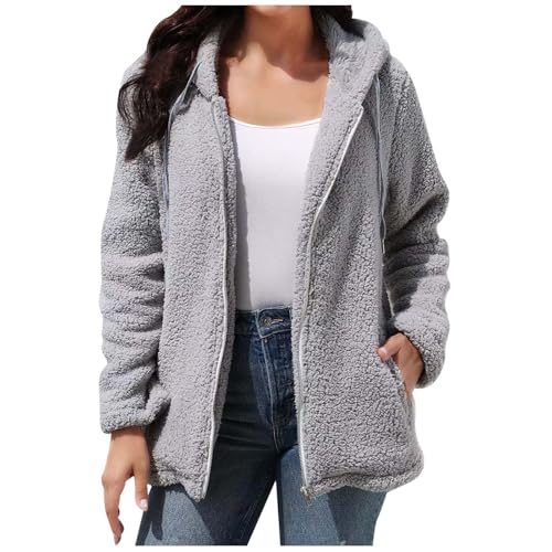 Damen Teddy Jacke, Norweger Strickjacke Damen Plüschjacke Damen Teddy Gefüttert Aesthetic Sherpa Oversize Winterjacke Teddyjacke Kapuzenjacke Kapuzenpullover Causal Für Outdoor von Mobanna