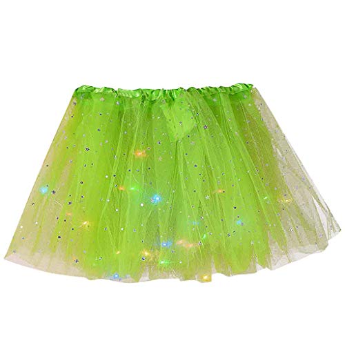 Damen Tüllrock mit Lichterkette Vintage 80er Tutu Rock Tüll Balletrock Tanzkleid Party Karneval Kostüm Bubble Puffy Tüll Kurze Rock Prinzessin Rock von Mobanna