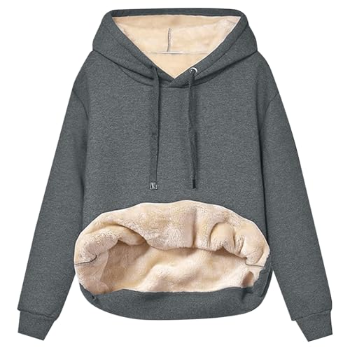 Damenmode Sale, Teddy Fleece Hoodie Thermo Gefütterte mit Kapuze Pullover - Dicke Basic Hoody Kuschel Warme Winter Sweatshirt Thermo Basic Winterpullover Kapuzenpullover Winterpullis von Mobanna