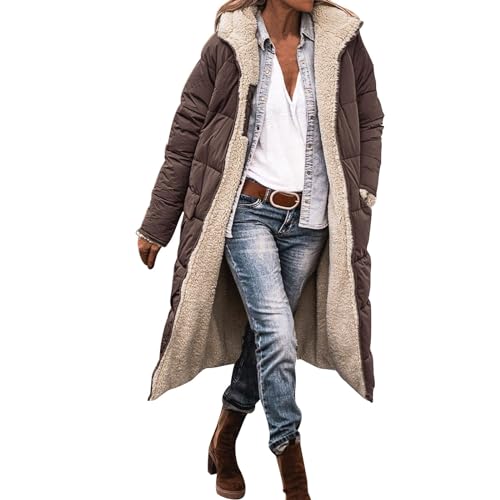 Daunen Wintermantel Damen, Winterjacke Damen Lang Warm Gefüttert Steppmantel Damen Lang Leicht Daunenjacke Oversize Daunen Winter Wintermantel Warme Daunenmantel Langarm Mantel Skijacke Outdoorjacke von Mobanna