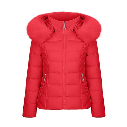 Daunenjacke Damen Winter, Winterjacke Damen Lang Warm Gefüttert Parka Damen Warme Gefüttert Winterjacke Warm Herbstjacke Kapuze Mantel Winterjacken Jacke Mit Fellkapuze Steppjacke Casual Wintermantel von Mobanna