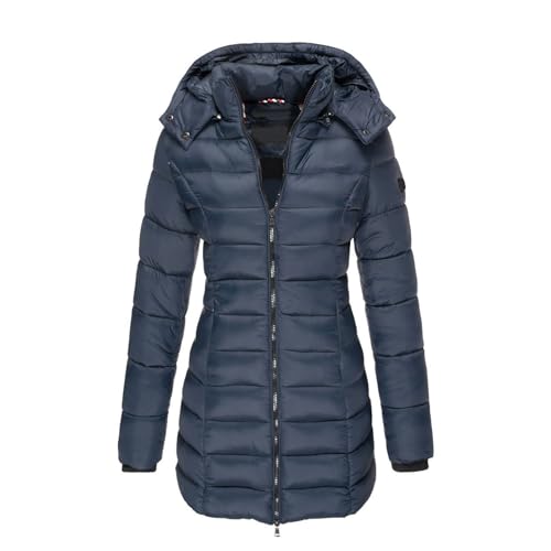 Daunenmantel Damen Lang Warm Winter Jacke Mantel Mit Kapuze - Steppmantel Lang Gefüttert Steppjacke Outdoor Wintermantel Daunenjacke Frauen Zipper Mantel Puffer Skijacke Dicke Winterjacke Steppmantel von Mobanna