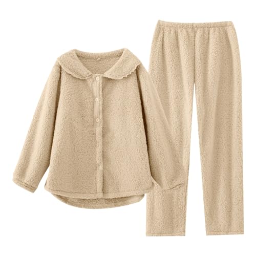 Deals of The Day, Winter Pijamas Women Pyjama Damen Flanell Lang Hausanzug Flauschig Homewear Elegant Zweiteiler Overall Jogginganzug Warm Set Freizeitanzug Pjs Nachtwäsche von Mobanna