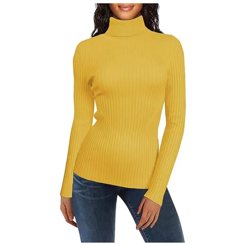 Dicker Pullover Damen, Unterziehrolli Damen Winterpullover Damen Langarm Turtleneck Strickpullover Damenpulli Winter Oberteil Rollkragen Pullover Stricken Pulli Grobstrickpullover von Mobanna