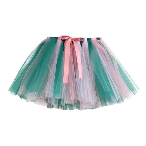 Elfen Kostüm, Tutu Rock Kinder Mädchen Regenbogen Petticoat Karneval Kostüm Tütü Unterrock Tüllrock Minirock Bunt Ballettrock Für Halloween Weihnachten Urlaub Party Grün von Mobanna