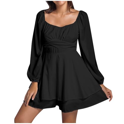 Feen Kleid Damen, Piratenkleid Damen Weiß Off Shoulder Kleid Sommer Swing Rüschenkleid Langarm Karneval Piraten Kostüm Sexy Fasching Piratenkostüm Schwarz M von Mobanna