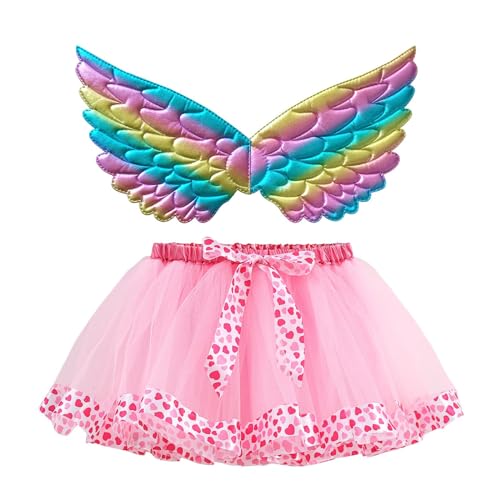 Feen Kostüm Kinder Mädchen Prinzessin Schmetterling - Feenflügel Schmetterlingsflügel Tutu Tüllrock Set Butterfly Costume Für Fasching Karneval Halloween Dress Up von Mobanna