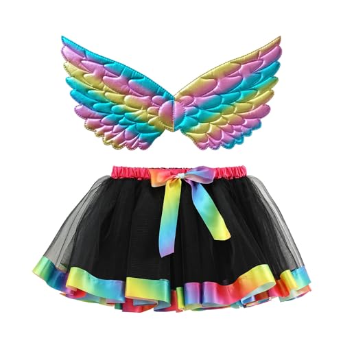 Feen Kostüm Kinder Mädchen Prinzessin Schmetterling - Schmetterlingsflügel Tutu Tüllrock Feenflügel Set Verkleidung Vogel Für Fasching Karneval Halloween Dress Up von Mobanna