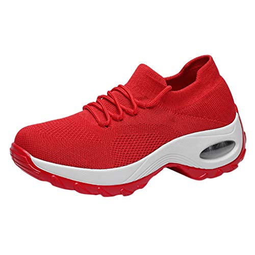 Fitness Schuhe Herren Gym, Joggingschuhe Damen Atmungsaktive Leicht Hallenschuhe - Laufschuhe Bequeme Mit Heller Sohle Slipper Unisex Walkingschuhe Tennisschuhe Atmungsaktiv Bequem Rot von Mobanna