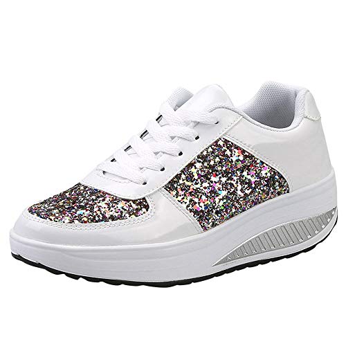 Fitness Schuhe Herren Gym, Laufschuhe Damen Atmungsaktive Leicht Hallenschuhe - Turnschuhe Fitness Segelschuhe Bequeme Joggingschuhe Tennisschuhe Atmungsaktiv Bequem Walkingschuhe Weiss von Mobanna