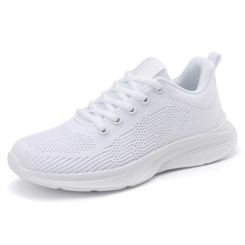 Fitness Schuhe Herren Gym, Sportschuhe Damen Atmungsaktive Leicht Walkingschuhe - Slipper Breite Füße Schuhe Mit Heller Sohle Unisex Laufschuhe Sneaker Zehenbox Turnschuhe Bequeme Weiss von Mobanna