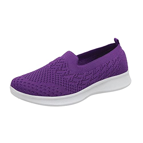 Fitnessschuhe Damen Gym, Joggingschuhe Damen Atmungsaktive Leicht Turnschuhe - Hallenschuhe Gym Damen-Schnürhalbschuhe Gedämpft Bequem Sportschuhe Slip on Jogging Fitness Schuhe Lila von Mobanna