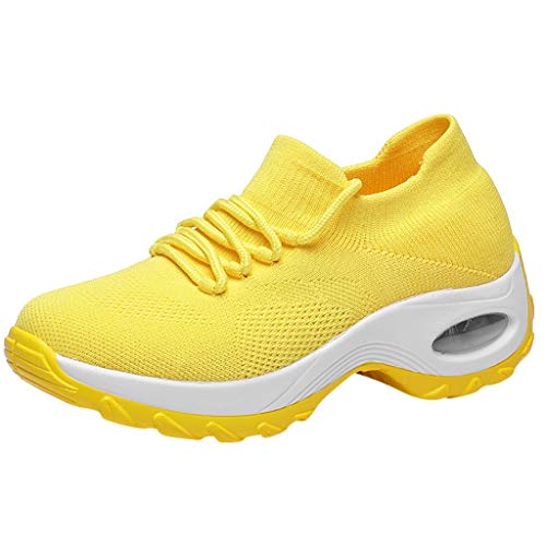 Fitnessschuhe Damen Gym, Joggingschuhe Damen Bequeme Mit Heller Sohle Hallenschuhe - Segelschuhe Freizeitschuhe Gym Slipper Atmungsaktiv Turnschuhe Leicht Laufschuhe Sportschuhe Gelb von Mobanna