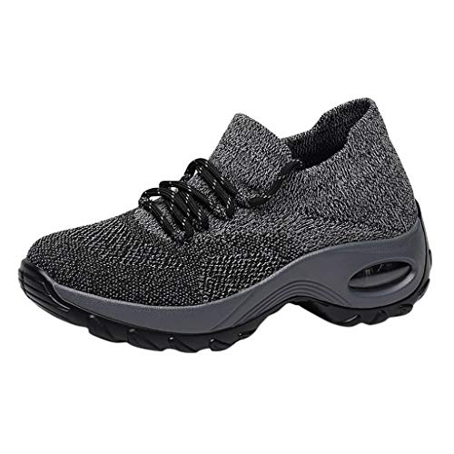 Fitnessschuhe Damen Gym, Laufschuhe Damen Atmungsaktive Leicht Hallenschuhe - Fitness Freizeitschuhe Arbeitsschuhe Gym Sportschuhe Atmungsaktiv Walkingschuhe Outdoor Tennisschuhe Grau von Mobanna