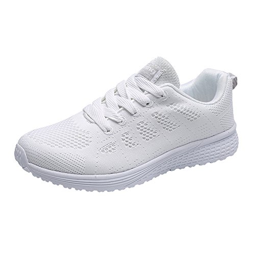 Fitnessschuhe Damen Gym, Laufschuhe Damen Atmungsaktive Leicht Walkingschuhe - Slip on Sneakers Joggingschuhe Freizeitschuhe Sneaker Atmungsaktiv Outdoor Tennisschuhe Sportschuhe Weiss von Mobanna