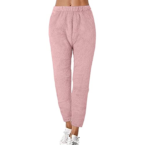 Flanell Hose Damen, Pyjama Hosen Damen Plüsch Flauschig Kuschelhose Flanellhose Kuschel-Hose Fleece Hose Teddy Flanell Pants Kuschelhosen Schlafanzughose Winter Aesthetic Women von Mobanna