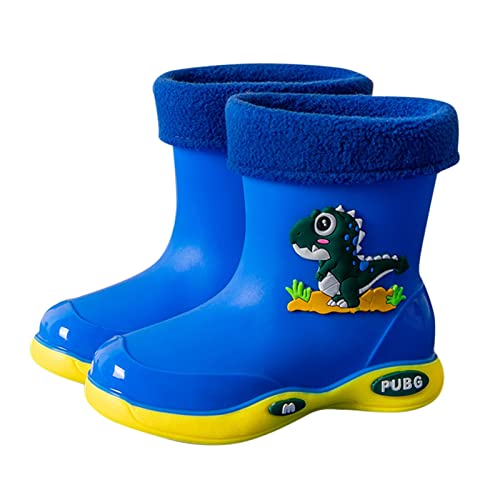 Gefütterte Gummistiefel Kinder, Gefütterte Gummistiefel Kinder Winter Gefüttert Thermo Regen Winterstiefel mit Dinosaurier-Druck Wasserdicht Halbhoch Mädchen Regenstiefel Schneestiefel Jungen von Mobanna