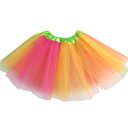 Gelber Rock Tüll, Tüllrock Kinder Mädchen Bunt Karneval Kostüm Tutu Rock Petticoat Regenbogen Tütü Minirock Unterrock Ballett Kleinkind Tanzkleid Für Halloween Urlaub Party Gelb von Mobanna