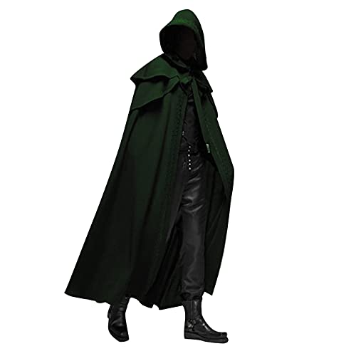 Halloween Kostüm Damen Gruselig, Halloween Kostüm Damen Herren Lange Mit Kapuze Mittelalter Umhang Cape - Costume Hexenkostüm Teufel Unisex Geisterbraut Für Kinder Erwachsene Vampir Jungen Grün von Mobanna