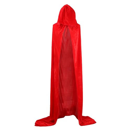 Halloween Kostüm Damen Gruselig, Halloween Kostüm Damen Herren Lange Mit Kapuze Mittelalter Umhang Cape - Gruselig Teenager Mädchen Unisex Teufel Vampir Vampirumhang Für Erwachsene Kinder Rot von Mobanna