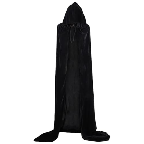 Halloween Kostüm Damen Gruselig, Halloween Umhang Damen Herren Lange Mit Kapuze Mittelalter Cape - Costume Kinder Jungen Geisterbraut Kostüm Unisex Robe Vampir Hexe Für Fasching Maskerade Schwarz von Mobanna