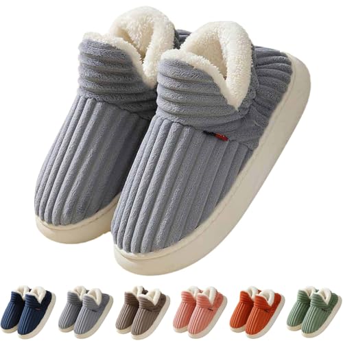 Harmont Kuschelschuhe Herren Damen Gefütterte Flauschige Hausschuhe - Wolke Pantoffeln Winter Warme Bequem Hausschuhe mit Plüschfutter Unisex rutschfest Dicke Sohle Hausschuhe für Drinnen von Mobanna