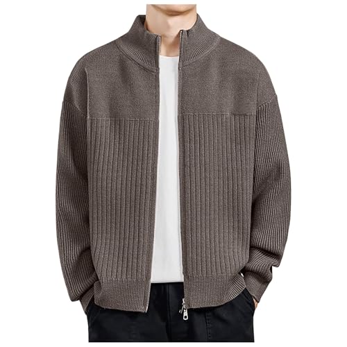 Herren Cardigan, Herren Strickjacke Mit Reissverschluss Fleece Jacke Herren Mit Reissverschluss Winter Strickjacke - Mantel Outdoor Übergangsjacke Feinstrick Übergangs Jacken Wanderjacke Dick von Mobanna