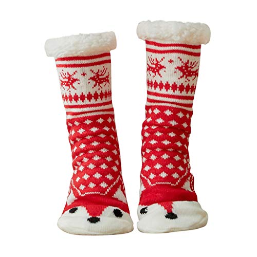 Hüttensocken Damen 43-46, Warme Socken Damen Kuschelsocken Herren Weihnachtssocken Dick Lustige Motive - Dicke Weihnachten Stoppersocken Frauen Warm Flauschig Motiv Nikolaussocken Rentier von Mobanna