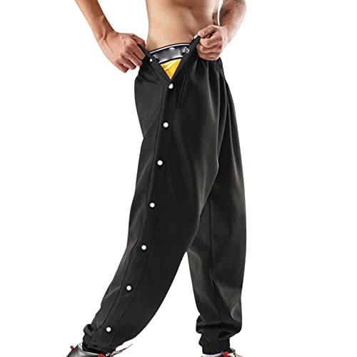 Jogginghose Herren Baggy Lässig Reha Hose Herren Seitlich Zu Öffnen Knopfleiste Hosen Split Basketball Trainingshose mit Druckknöpfen Sporthose Breite Postoperative Sweatpants von Mobanna