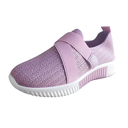 Joggingschuhe Damen Gedämpft, Joggingschuhe Damen Bequeme Leicht Laufschuhe - Sneaker Fitnessschuhe Breite Füße Schuhe Damen-Schnürhalbschuhe Slip on Leichte Tennisschuhe Damenschuhe Lila von Mobanna