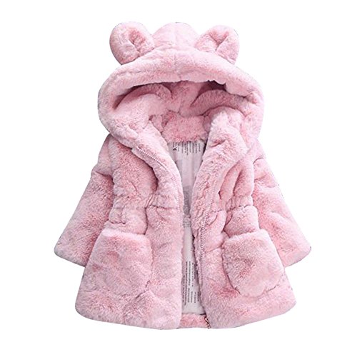 Kinderjacken Mädchen Winter, Plüschjacke Kleinkind Mädchen mit Kapuze Dicke Winterjacke - Warm Dicke Kuscheljacke Mit Teddyfell Gefütterte Fleece Jacke Babyjacke Teddyjacke Fleecejacke Rosa von Mobanna