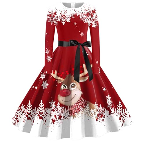 Kleid Weihnachten Damen, Weihnachtsoutfit Damen Lustig 3D Druken Weihnachtskleid - Ohne Kapuze Abendkleider Herbst Rockabilly Kleider Swing A Linie Cocktaikleid Winter Kleid Festliche von Mobanna