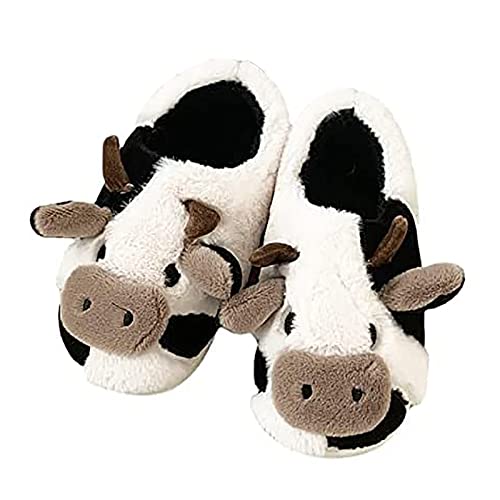 Kuh Hausschuhe Flaumig Damen Herren Cow Slippers Plüsch Pantoffeln Tiere Niedliche Cartoon Hauspantoffeln Winter Kuschelige Warme Schuhe Indoor Mädchen Frauen Puschen Damen von Mobanna