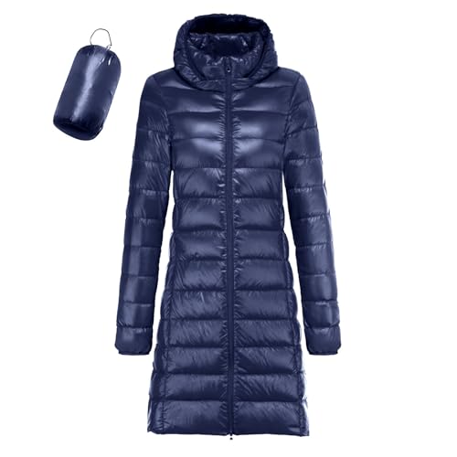 Leichte Steppjacke Damen Lang, Puffer Mantel Damen Steppjacke Damen Elegant Leicht Steppmantel Daunenjacke Daunen Outdoor Jacke Weiche Wintermantel Lang Mantel Leichte Casual Kuschelig von Mobanna