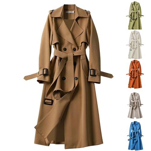 Mantel Tailliert Damen, Wintermantel Damen Elegant mit Gürtel Trenchcoat - A-Linie Langmantel Revers Zweireihig Cardigan Knielang Große Größen Windbreaker Elegant Vintage Übergangsmantel Mantel Tailliert Damen, Wintermantel Damen Elegant mit Gürtel Trenchcoat - A-Linie Langmantel Revers Zweireihig Cardigan Knielang Große Größen Windbreaker Elegant Vintage Übergangsmantel von Mobanna